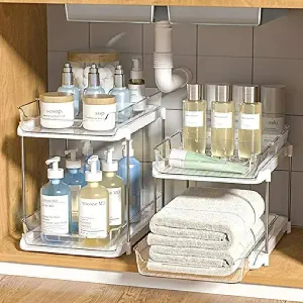 Bathroom Under Sink Organizers and Storage Stackable Kitchen Pantry Organization